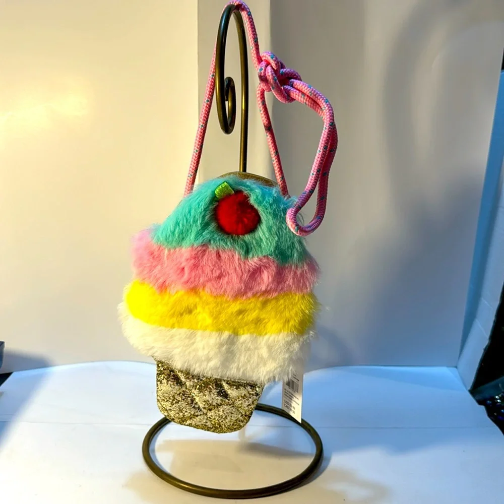 ice cream cone crossbody purse with cherry on top NWT